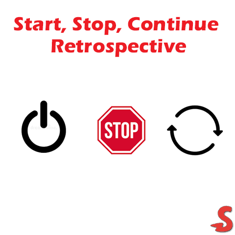 Plaatje van Scrum retrospective werkvorm : Start Stop Continue Retrospective